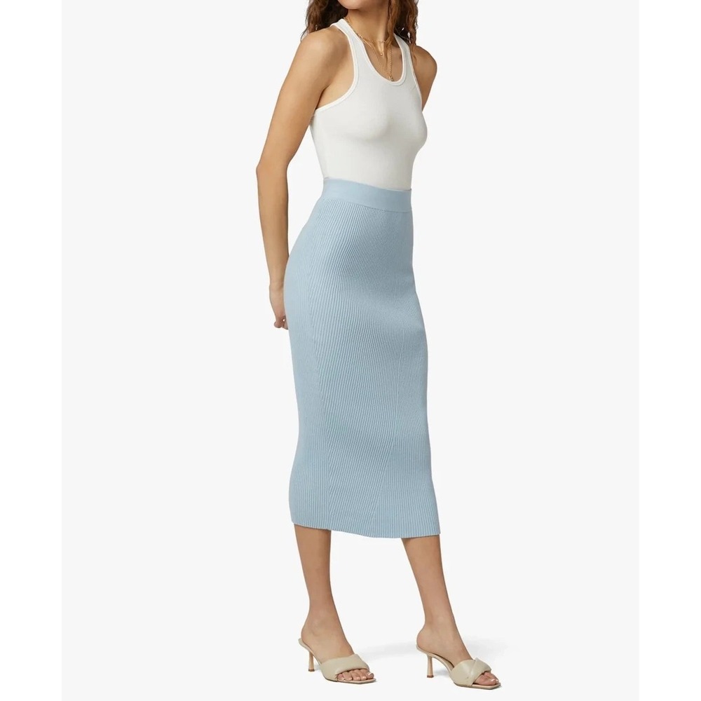 Favorite Daughter The Lena Ribbed Midi Skirt In Bab Blue Women's Size M